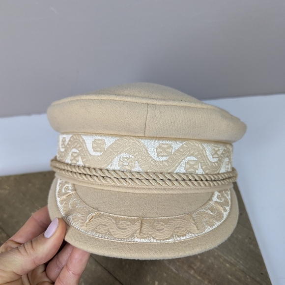 Lack of Color Riviera Hat Beige Captain Cap Size Small 55cm Terelyne Rayon - Picture 4 of 9